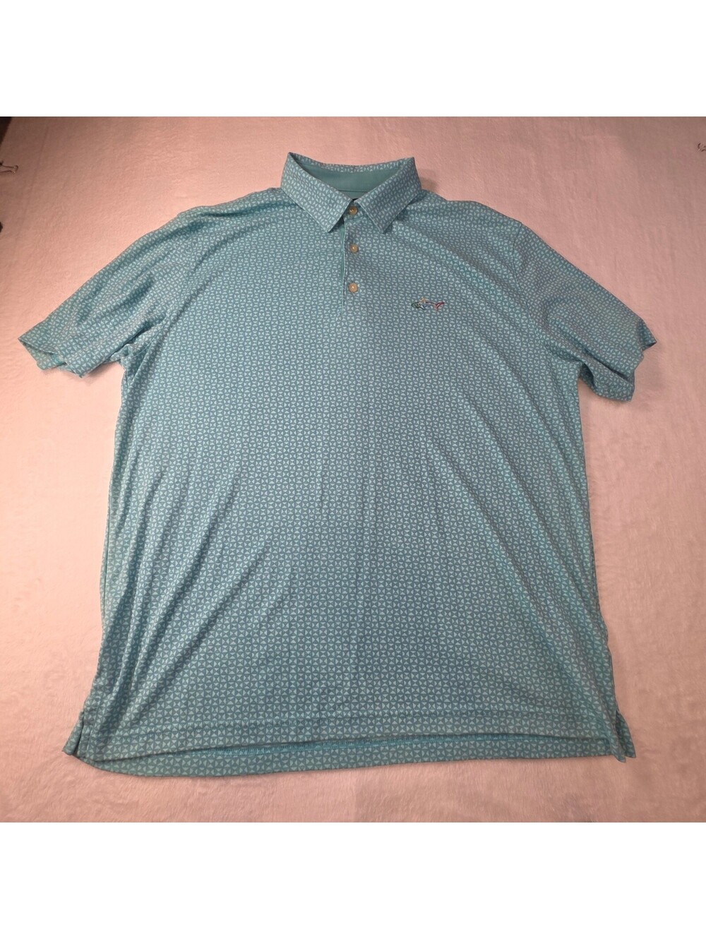 Greg Norman Men's XL Blue Patterned Polo Shirt